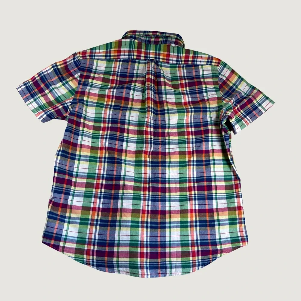 Polo Ralph Lauren Mens Large Madras Plaid Short Sleeve Button Down Shirt Multi
